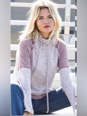 🍁New Burgundy Mauve Hacci Brushed Ultra Soft Mock Neck Long Sleeve Fall Top🍁